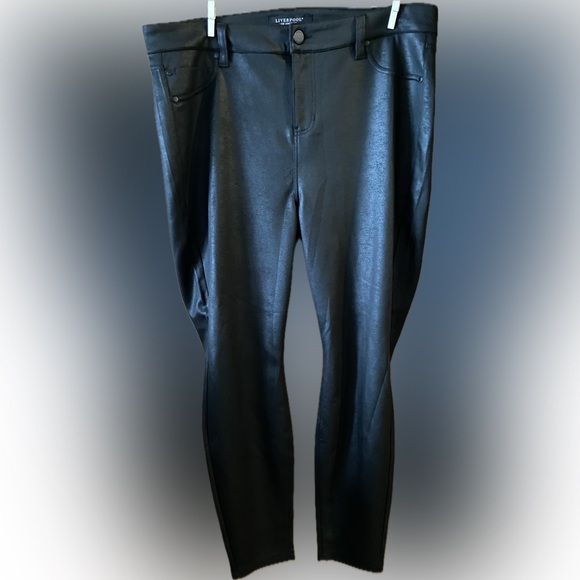 LIVERPOOL Shiny Black Super Skinny Jeans Size 18W EUC - Picture 2 of 4